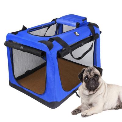 China 2022 Sustainable Luxury Pet Kennel Portable Dog Crate Travel Bag Soft-sided Mesh Breathable Pet Travel Carrier for sale