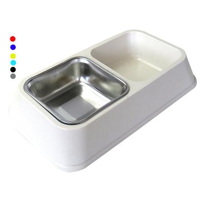 China Wholesale Viable Melamine Eco Friendly Bamboo Pet Bowl Portable Cat Food Bowl Stainless Steel Fiber Pet Bowl for sale