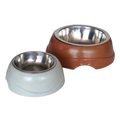 China OEM Viable Wholesale Non Slip Cat Bowl Dog Bowl Stainless Steel Eco Friendly Bamboo Fiber Pet Bowl for sale