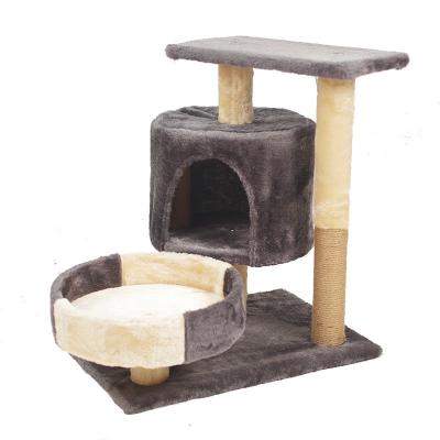 China Stocked China Manufacture Plush Cat Condo Tree Stable Durable Cat Climbing Frame Sisal Rope Cat Tree House for sale