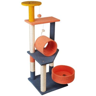 China Plush Cat Tree House Fashion Colorful Cat Tree Multifunctional Modern Cat Large Multilevel Sustainable Tower High for sale