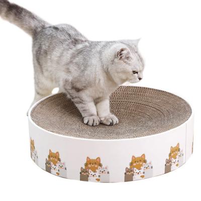 China 2022 New Style Eco Friendly Round Stocked Cat Scratcher Durable Cat Scratch Cardboard Bed Scratcher for sale