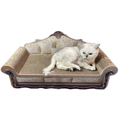 China Factory Price Stocked Wrinkled Cardboard Pet Cat Scratch Board Sofa Cat Scratch Protector Comfortable Cat Lounge Bed for sale