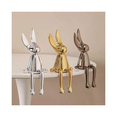 China Europe Hot Selling Rabbit Ornaments Plastic Crafts Styles Office Decoration Garden Use PVC Material Rabbit Ornament Crafts for sale