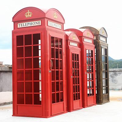 China Hot Sale Europe London Telephone Booth Rose Antique Floral Wedding Decor Outdoor Phone Booth With Artificial Flower for sale