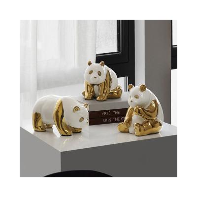 China Europe Top Sale Resin Bear Animal Sculpture Gold And Silver Home Decor Statue Crafts Panda Home Decor for sale