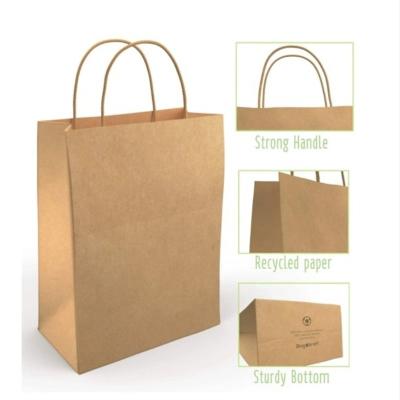 China Recycled Materials Kraft Paper Bag Shopping Bag With Custom Design Printing 6 Color Available for sale