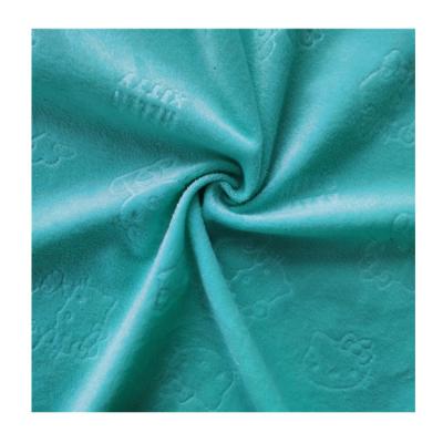 China Anti-static high quality 100% polyester shorts pile embossed plush velboa fabric for baby cloth blanket fabric for sale