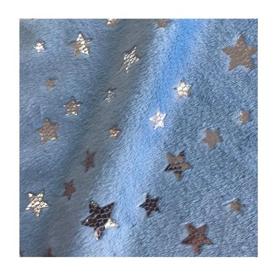 China China Manufacturer Bronzing Silver Star Flame Retardant Foil Printed Polyester Velboa Minky Solid Fabric for sale