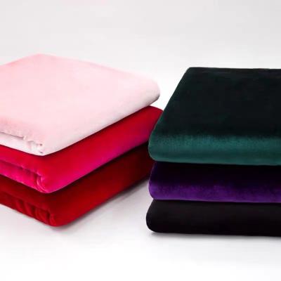 China Polyester Spandex Single Dyed Korean Velvet Fabric Anti-static KS Crushed Velvet Upholstery Fabric for sale