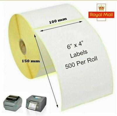 China Waterproof 1000 Labels Roll 90x40 Art Paper Thermal Transfer Barcode Chromo Coated Sticker Semi Glossy White Self Adhesive Label for sale