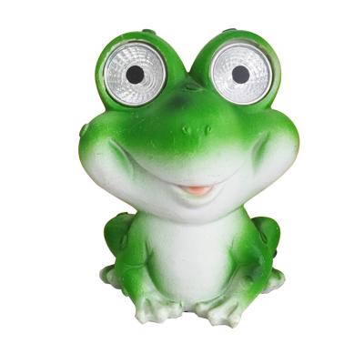 China Large Vintage Stock Resin Decoration Eyes Frog Statue Figurine Toy Models Children Ornaments Indoor Solar Light Decor Room for sale