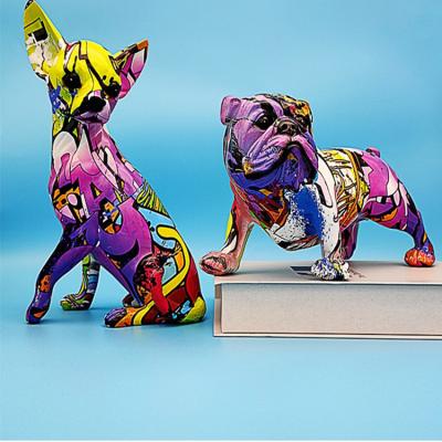 China Contemporary Nordic Graffiti French Bulldog Home Ornaments Pop Figurine Office Living Room Decor Gifts for sale