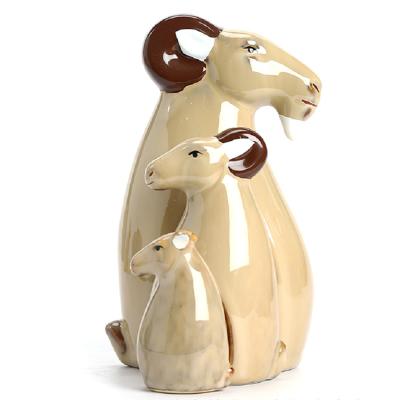 China Traditional Costume High Quality Personalized 3 Cute Little Goat Ceramic Decoration Crafts for sale