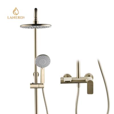 China Without Slide Bar Kaiping Shuikou Ware Gold Shower Set European Sanitary Faucet for sale