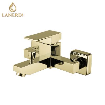 China Without Slide Bar Gold Bath Bathroom Shower Brass Mixer Taps Supplier griferia de oro for sale