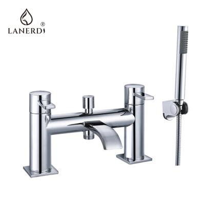 China Without Slide Bar Waterfall Deck Mounted Bathtubs Bath And Shower Faucet With Hand Shower for sale