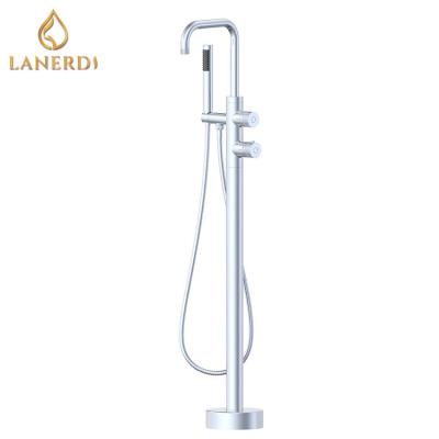 China Without Slide Bar Lanerdi Round Floor Shower Bathtub Mixer Free Standing Bathtub Shower for sale