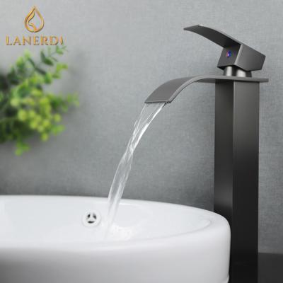 China New Design Hot Sale High Quality Gray Black Cheap Waterfall Brushed Finish 304 Stainless Steel 316 Bathroom Sink Toilet Water Mixer Tap Faucet In Kaiping for sale