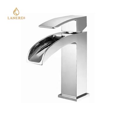 China European Style Chrome Black Plating Chrome Plating Waterfall Luxury Bathroom Brass Metered Basin Sink Faucet Taps Faucet Mixer Taps for sale