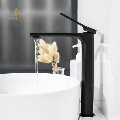 China Matte Black Cheap SUS 304 High Body SUS 304 Basin Faucets Mixers Grifo Basin Mixers Brass Metered Single Lever Mate for sale