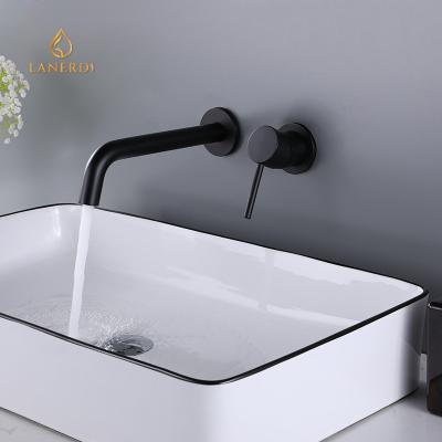 China Wall Mounted Hidden Faucets Lanerdi Metered Hidden Basin Recessed Body Brass Faucet Porcelain Chrome Face Basin Faucet for sale