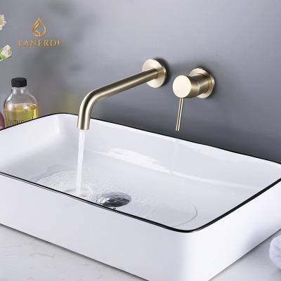 China Wall Mounted Hidden Faucets Lanerdi Metered Hidden Basin Recessed Body Brass Faucet Porcelain Chrome Face Basin Faucet for sale