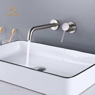 China Wall Mounted Hidden Faucets Lanerdi Metered Hidden Basin Recessed Body Brass Faucet Porcelain Chrome Face Basin Faucet for sale