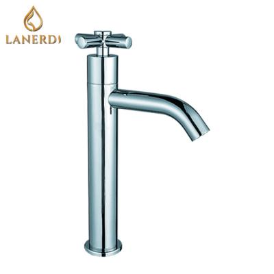 China Brass Single Metered Basin Faucet Lanerdi Cross Handle Levar Chrome Basin Faucet for sale