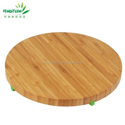 China Fujian Sustainable Round Mini Bamboo Cheese Board With Silicone for sale