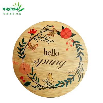 China Sustainable Round Bamboo Cutting Board With Customized Colorful Logo for sale