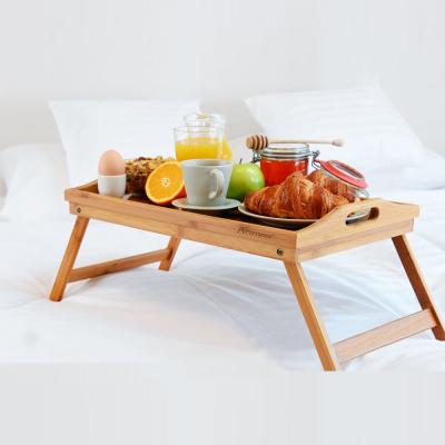 China Wholesale Custom Stocked Printed Bamboo Breakfast Snack Serving Bed Tray for sale