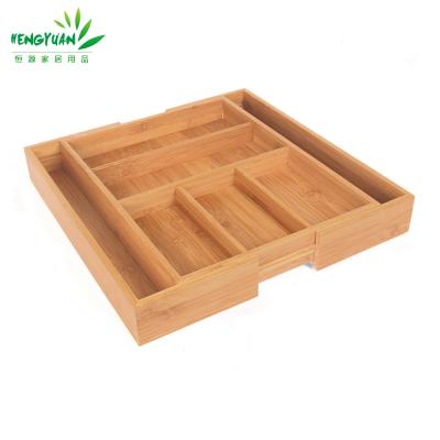 China 2018 Viable Adjustable Expandable Bamboo Drawer Cutlery Tray for sale