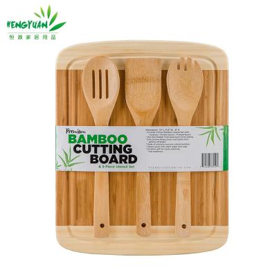 China Sustainable kitchen accessories totally bambu cutting board with engrave logo for sale