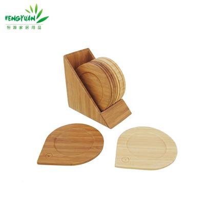 China Sustainable Droplet Shaped Bamboo Wooden Cup Coasters Coffee Mat Set for sale