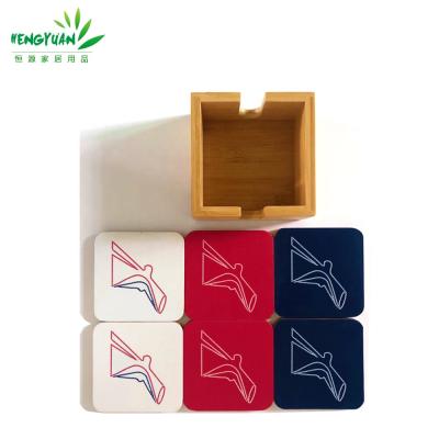 China 2021 Custom Logo Sustainable Square Bamboo Coasters Set For Drinks for sale