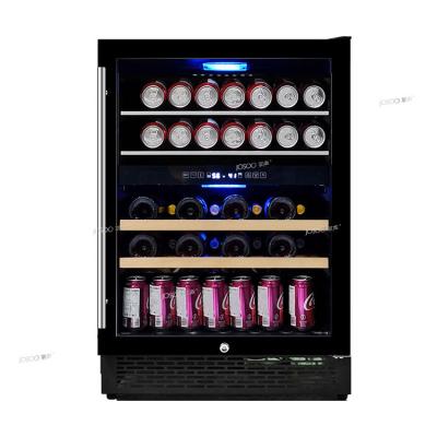 China Josoo 2022 commercial hot sales bar wine beer cooler, cellar with glass wood rack, stainless steel wine fridge for sale