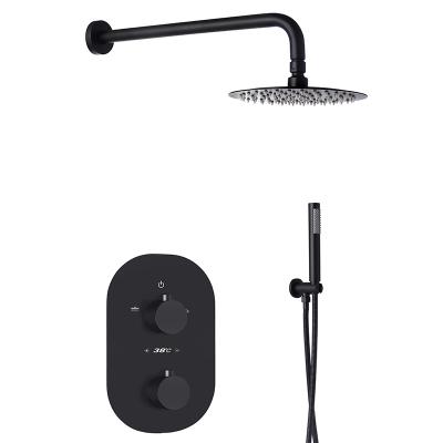 China Without Shower Set Thermostatic Black Hidden Shower Set Bathroom Rainfall Shower System Shower Mixer Set for sale