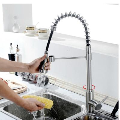 China Modern USA&CA Brushed Single Lever Kitchen Mixer Tap Pull Down Sprayer Kitchen Sink Faucet for sale