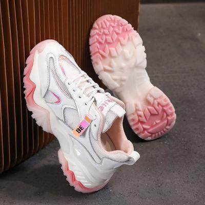 China 2021 Fashion Trend CHINA DAD Women Colorful HAPPY Shoes Fashion Lady Jelly Casual Rainbow Sole Casual Sneakers Sneaker for sale