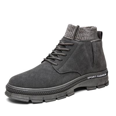 China Anti-smell Martin Boots Mid-top High Top Boots, Street Fashion Shoes Knitting Collar Men's Shoes for sale