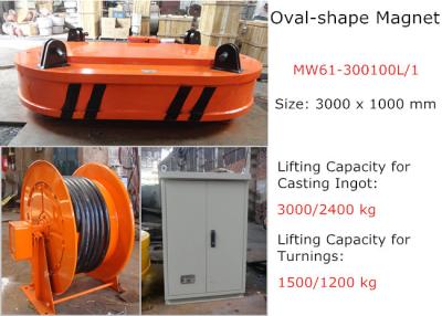 China 3000 kg Casting Ingot Lifting Capacity Magnetic Lifter, of Oval Shape MW61-300100L/1 for sale