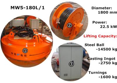 China 1800 mm Diameter Circular Lifting Electromagnet Set MW5-180L/1 for sale