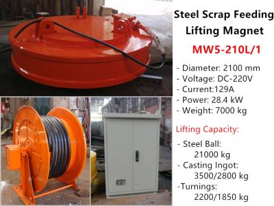 China Steel Scrap Feeding Lifting Electromagnet MW5-210L/1 for sale