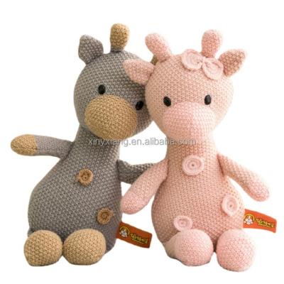 China Factory Wholesale Cozy Knitted Sleep Stuffed Toy Newborn Deer Plush Baby Present 100% Handmade Amigurumi Stuffed Toys Dolls for sale