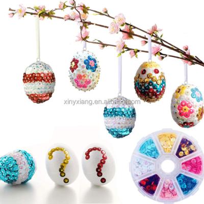 China Factory Wholesale DIY Easter Eco-friendly Craft Ideas Using Styrofoam Eggs, Sequin Egg Ornament Craft Kit, DIY Christmas Ornaments for sale