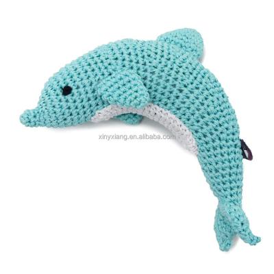 China Viable Factory Wholesale Dolphin Crochet Dog Toy,Amigurumi Animal Toy Crochet,Knit Talents Organic Cotton Crochet Dog Toys for sale