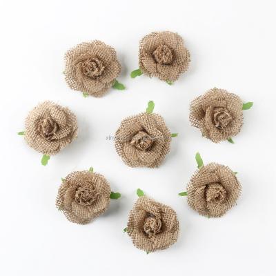 China Custom handmade eco-friendly plant hemp fabric flower, linen bodice, jumbo taffeta fabric flowers for sale