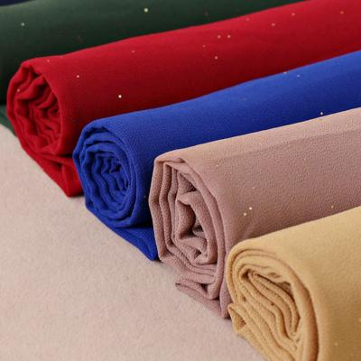 China Hot Sale Polyester Colors Malaysia Women Thick Glitter Hijab Muslim Wrap Shawl Head Scarves Long Simply Sparkle Chiffon Hijabs for sale