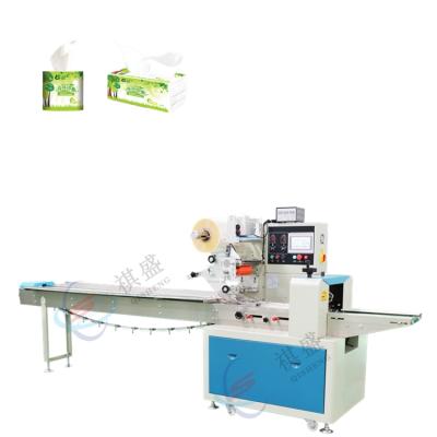 China Food Towel Flow Packing Machine Tissue Paper Packing Machine Slipper Packaging Machine for sale